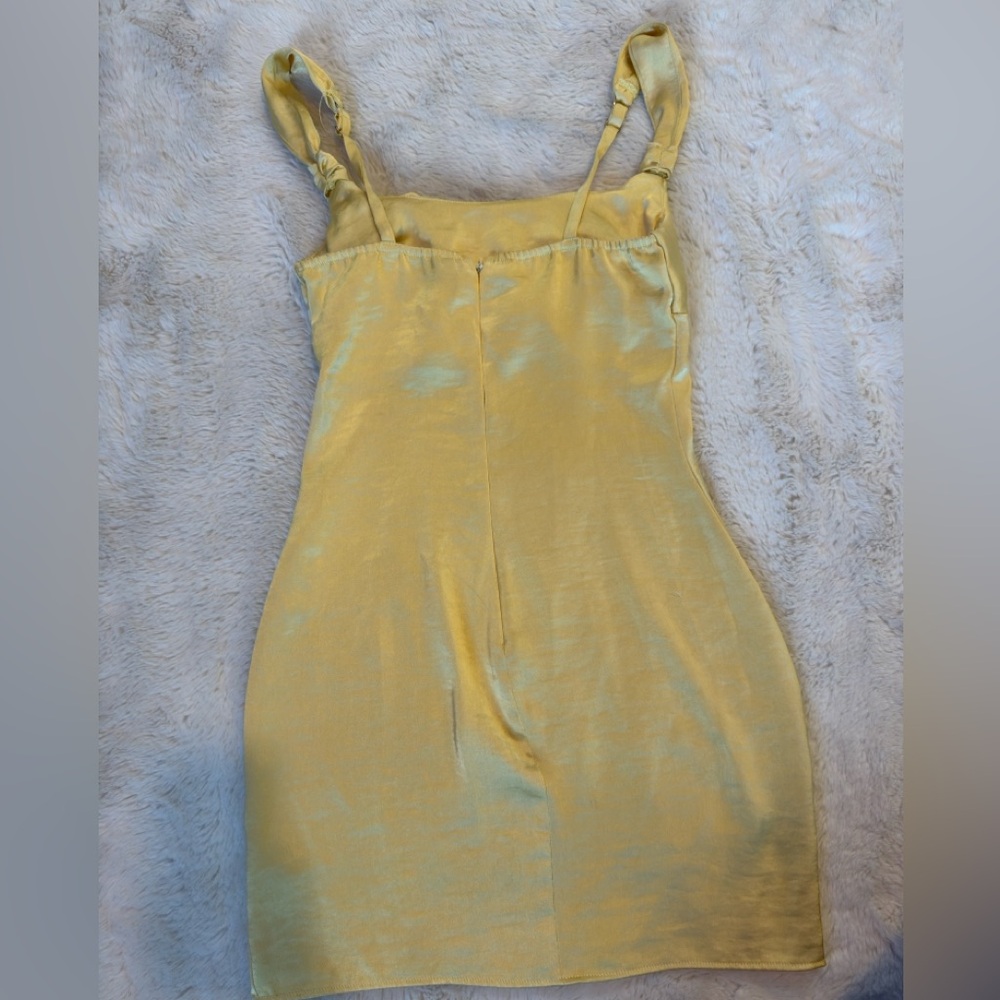 Oh Polly Yellow Knot A Mirage satin Mini Dress - Picture 9 of 9